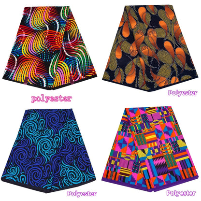 Veritable African Ankara Wax Fabric - 6 Yards Batik Polyester Textile for Dresses, Sewing & DIY Crafts