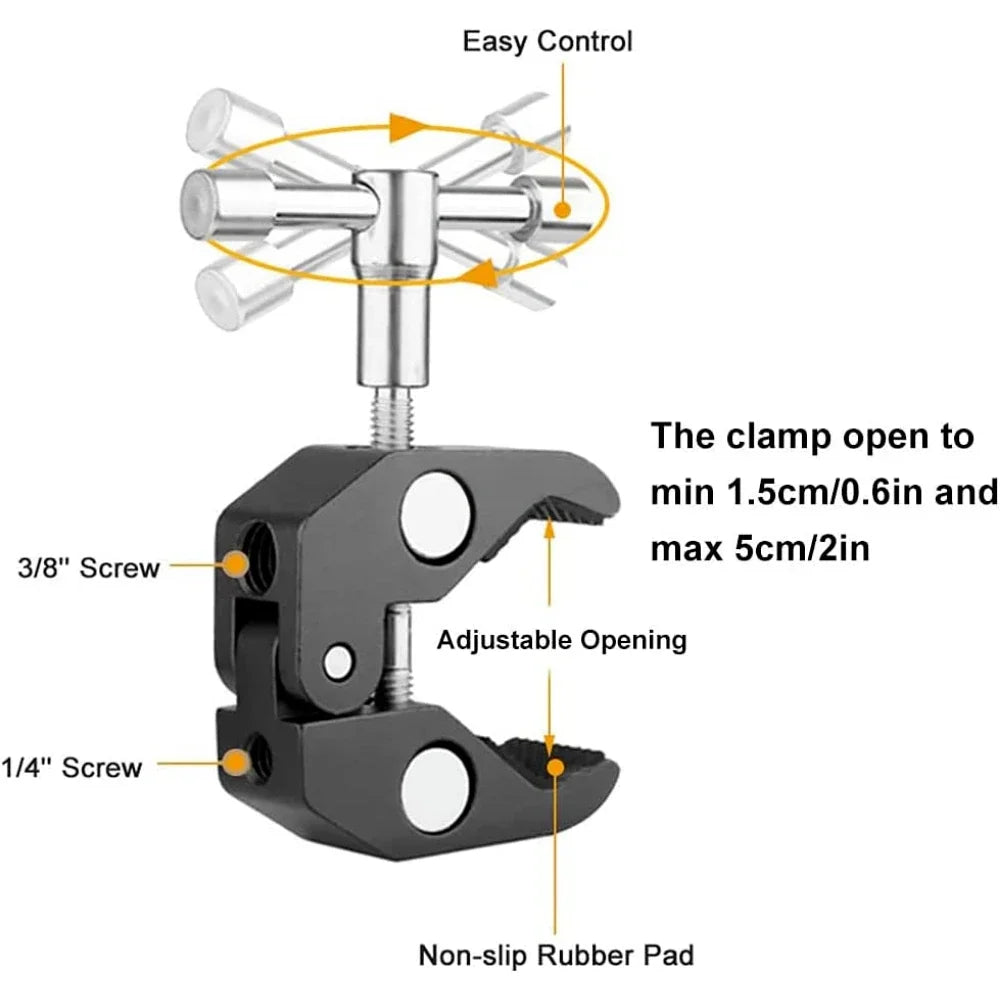 7"/11" Articulating Magic Arm with Super Clamp – DSLR Camera Rig Mount for Monitor, LED Light & Video Accessories