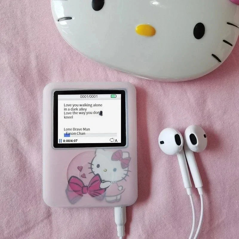Kawaii Hello Kitty Mini MP3 Player – Cartoon Anime Portable Music Walkman for Students, Sports & External Sound Playback