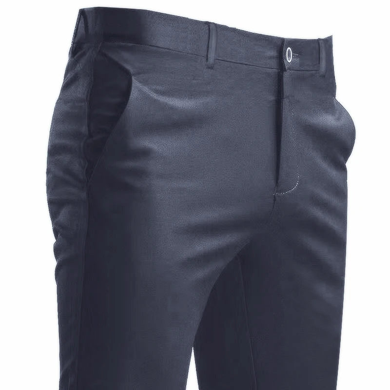 Men's Stretch Suit Pants – Smart Casual Solid Color Straight Trousers | Black Full-Length Work & Dress Pants