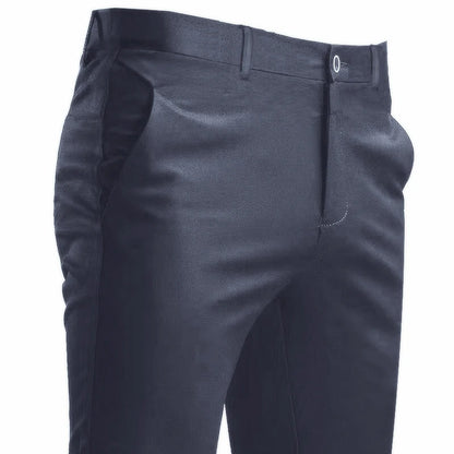 Men's Stretch Suit Pants – Smart Casual Solid Color Straight Trousers | Black Full-Length Work & Dress Pants