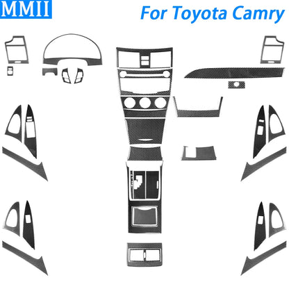 Toyota Camry 2007–2011 Carbon Fiber Interior Trim Set - Center Console, Gear Shift & Air Vent Decorative Covers