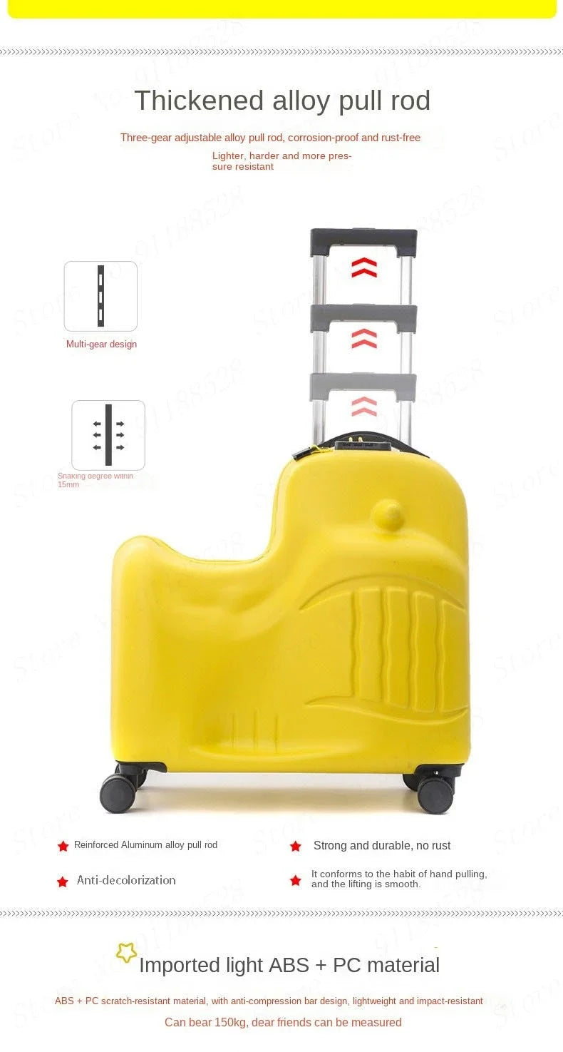 Cartoon Kids Ride-On Suitcase with Wheels – 20/24 Inch Rolling Trolley Luggage for Children, Travel Bag & Gift