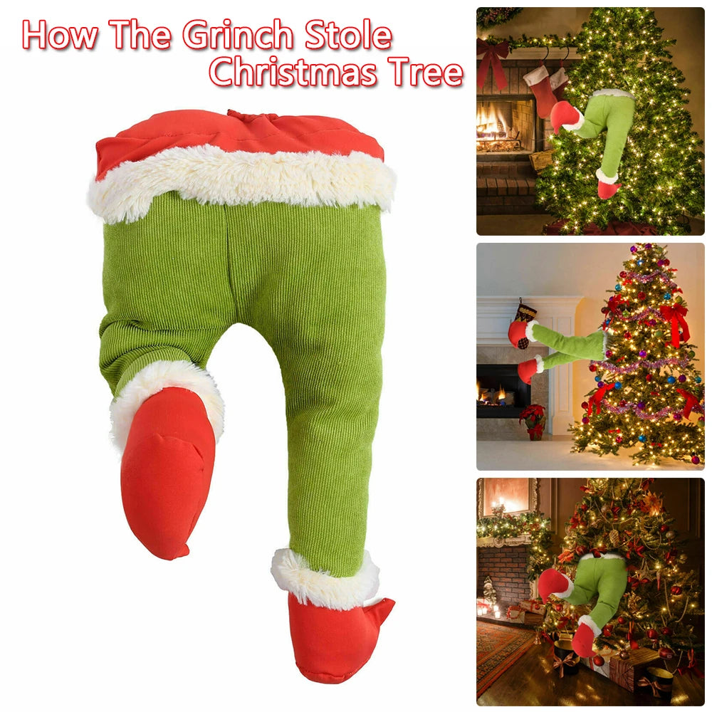 Christmas Elf Leg Plush Toy – Santa Claus Green Tree Decoration Prop for Kids, Holiday Home Decor