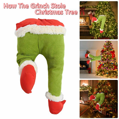 Christmas Elf Leg Plush Toy – Santa Claus Green Tree Decoration Prop for Kids, Holiday Home Decor