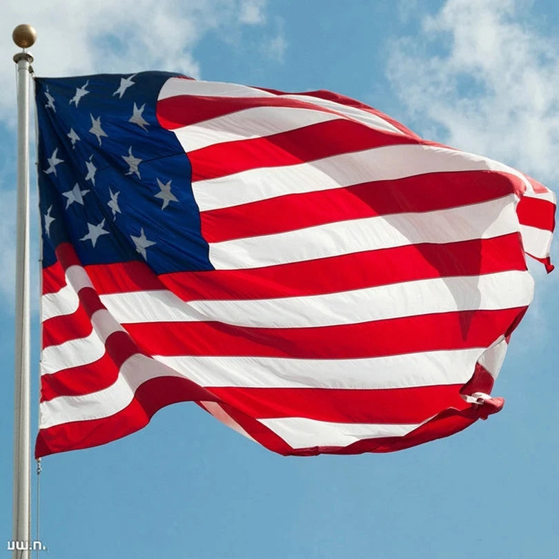 35x59 Inch Embroidered American Flag – Waterproof Nylon USA Independence Day Outdoor Flag with Brass Grommets (90x150cm)