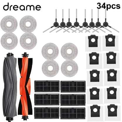 Dreame Robot Vacuum Accessories - Replacement Main Brush, Side Brush, Filter, Mop & Dust Bag for L10s Pro Ultra X30 Series