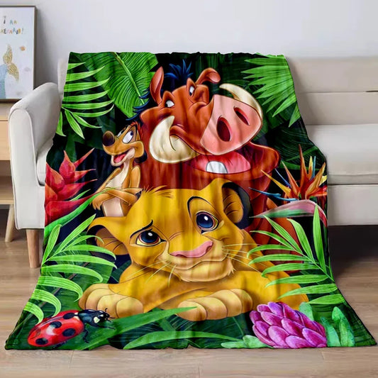 Lion King Simba Cartoon Flannel Blanket – Soft Cozy Throw for Sofa, Bed, Car, Camping, Travel & Kids Gift