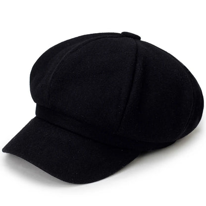Solid Color Woolen Beret - Fashionable Cotton Hat, Windproof, Universal Fit for Men & Women, Autumn and Winter