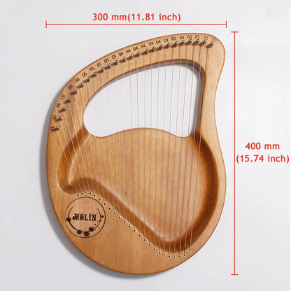 24-String Lyre Harp – Wooden Mahogany Piano Harp for Beginners with Matching Gifts