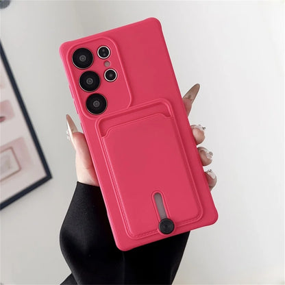 Liquid Silicone Samsung Galaxy Wallet Case with Card Holder – Shockproof Cover for S26/S25/S24 Ultra, Plus, FE & A56/A55/A54 Series