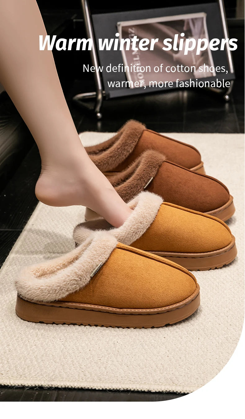Fashion Women’s Fluffy Slippers – Warm Anti-Slip EVA Indoor Shoes with Thick Sole for Autumn & Winter