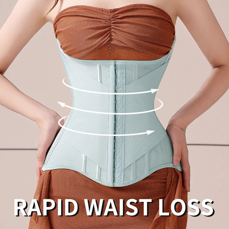 MiiOW U-Shaped Women’s Waist Trainer Corset – Buttoned Steel Bone Shaper for Breast Lift & Slimming Shapewear
