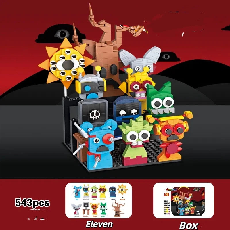 MOC Horror Anime Music Rhythm Box Game Building Blocks Set 2-in-1 Figures DIY Toy Gift