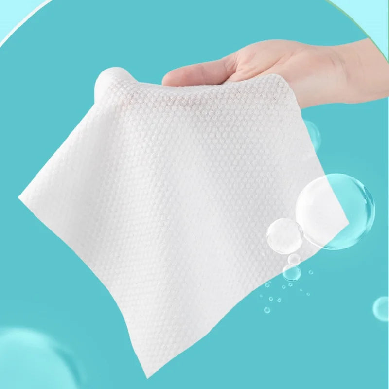 100PCS Disposable 100% Cotton Face Towels - Soft Makeup Remover Wipes for Skin Care & Dry Cleansing