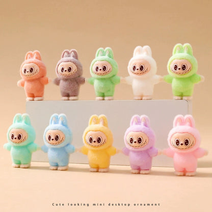10pcs Babythree Rabbit Anime Flocked Action Figures Decorative Pendant Kawaii Desktop Dolls Toy Gifts
