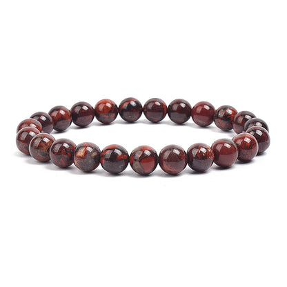 Natural Stone Bead Bracelet - Amethyst Crystal Quartz Aquamarine Jade Agate Elastic Bangle Jewelry for Women & Men