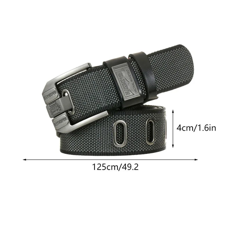 Men’s Canvas Pin Buckle Belt — Casual Retro Waistband Overalls Fashion Webbing Belt, High-Quality c032