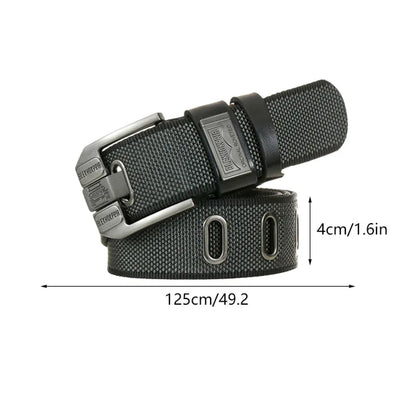 Men’s Canvas Pin Buckle Belt — Casual Retro Waistband Overalls Fashion Webbing Belt, High-Quality c032