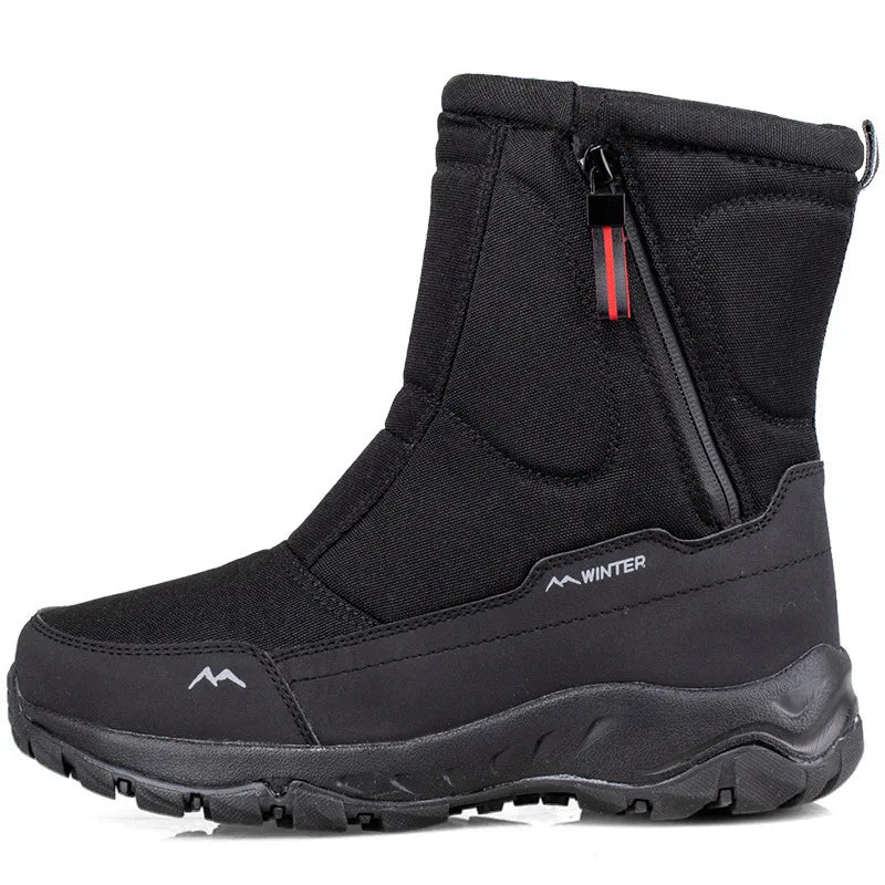 Large Winter Men’s Boots – Warm Plush Ankle High-Top Snow Boots, Sweat-Wicking Outdoor Sneakers