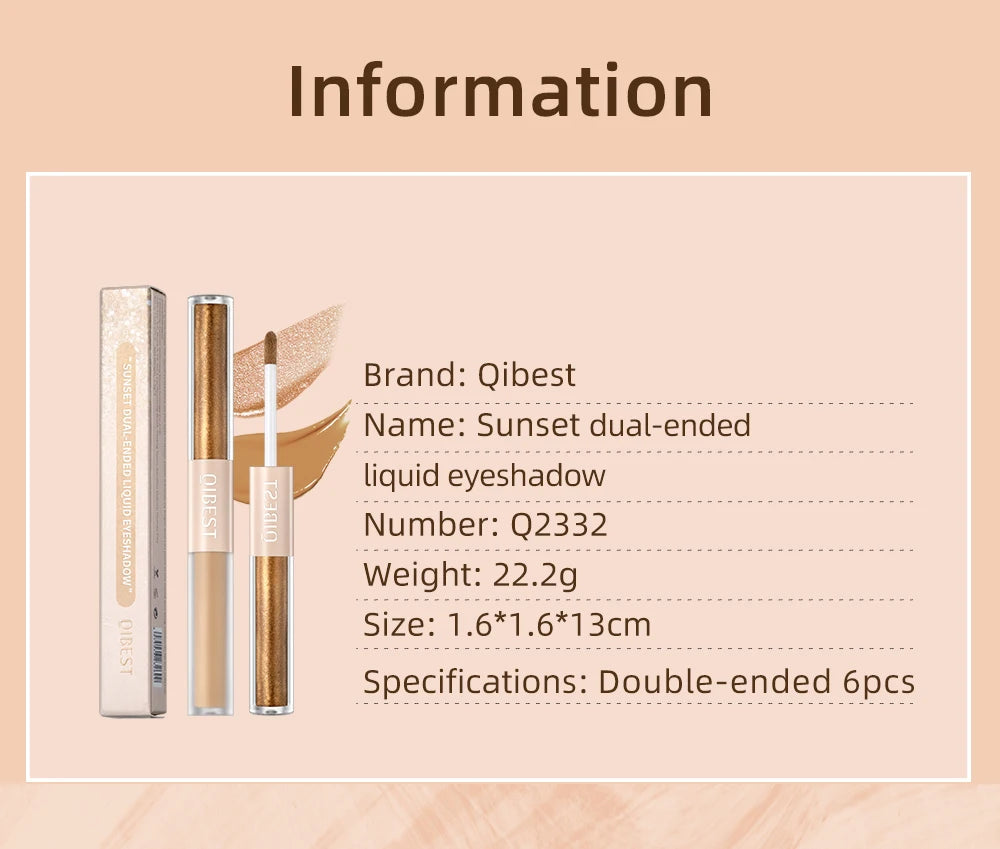 QIBEST Double-Head Glitter Liquid Eyeshadow – Contour Blush, Shimmer & Matte Pigment for Natural Cheek & Eye Makeup