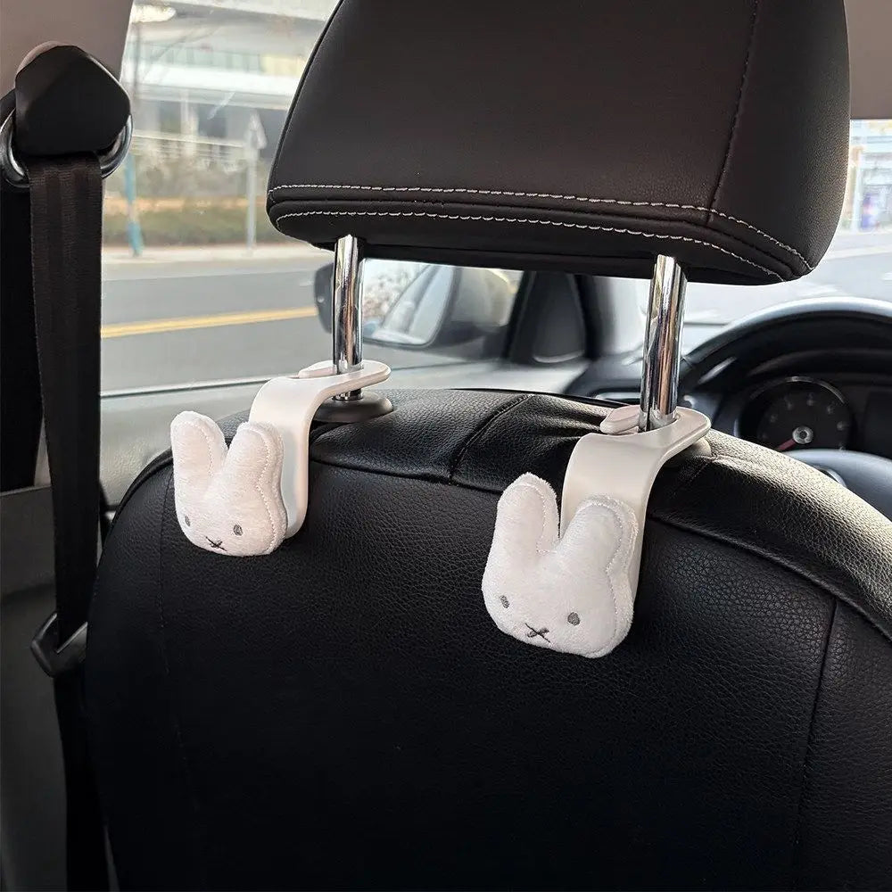 Miffy Rabbit Car Hook Set - 2PCS Cute Multifunctional Seat Backrest Storage Decor
