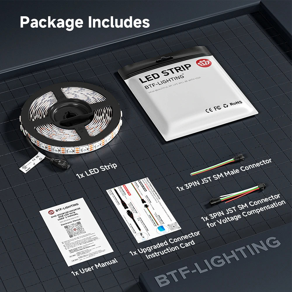 WS2812B RGB LED Strip Lights DC5V – Individually Addressable Smart Pixel Magic Light Strips (IP30/IP65/IP67) for DIY Lighting Effects