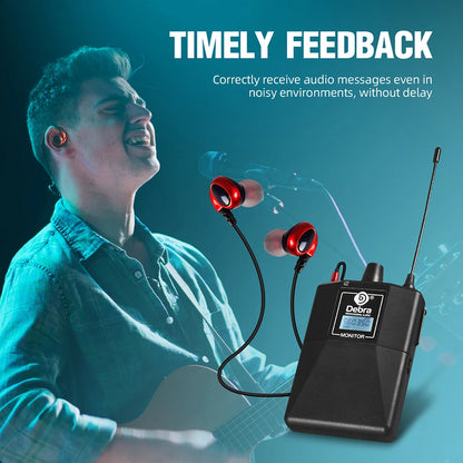 Debra ER102 UHF Wireless In-Ear Monitor System – Multiple Professional Transmitters for Small Concerts & Home Theater