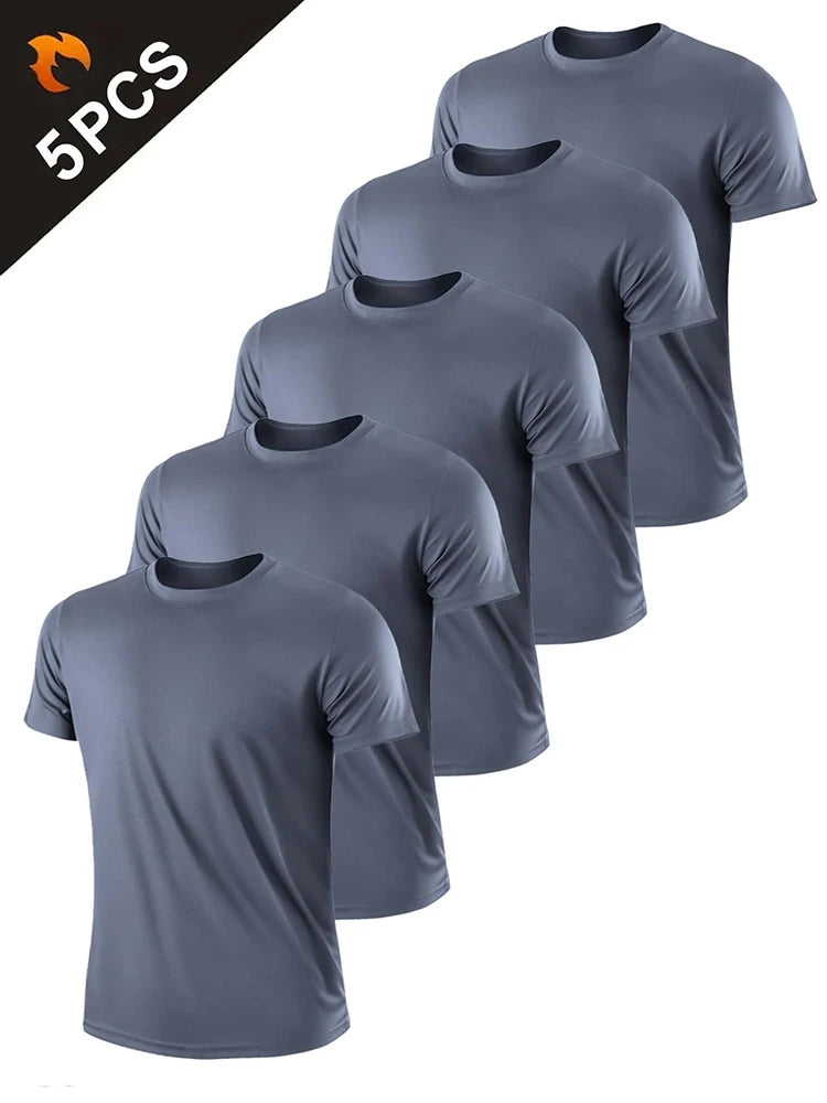 5PCS Men’s Quick Dry Sports T-Shirts – Ultralight Breathable Workout Tops for Running, Training & Gym