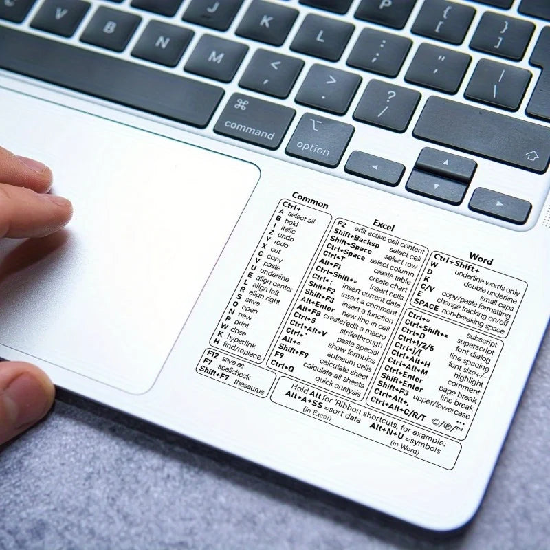 Keyboard Shortcut Stickers - Self-Adhesive Quick Reference Labels for Windows, Excel & Word