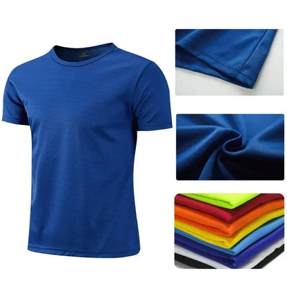 Quick-Drying Round Neck Sport T-Shirt – Men's Gym Fitness Shirt for Running, Breathable Sportswear