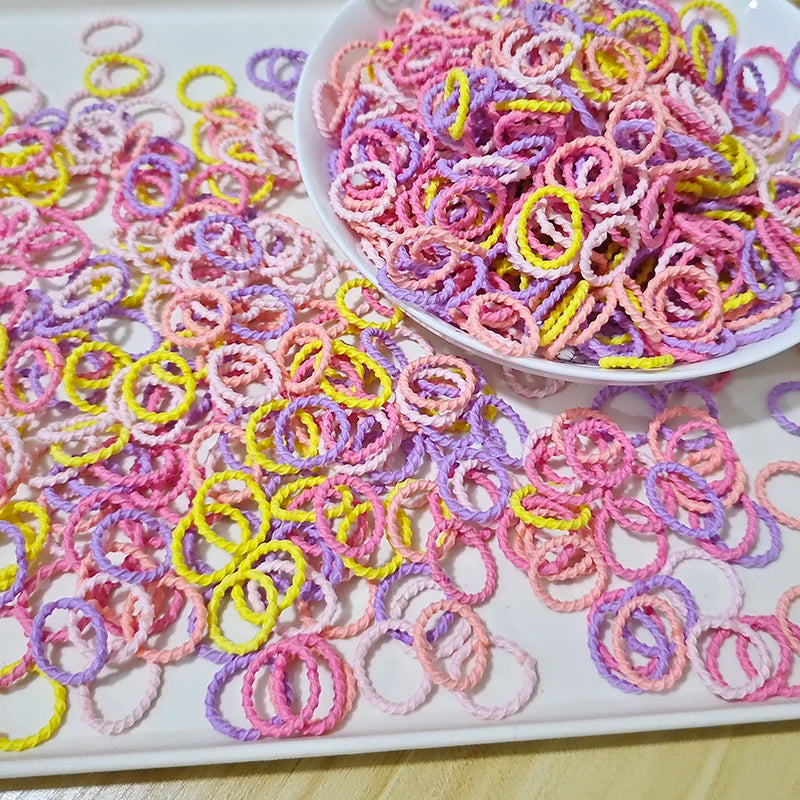 [100 Pack] Baby Rubber Bands - High Elastic, Seamless Thumb Rings for Toddlers, Gentle on Hair Scrunchies Set