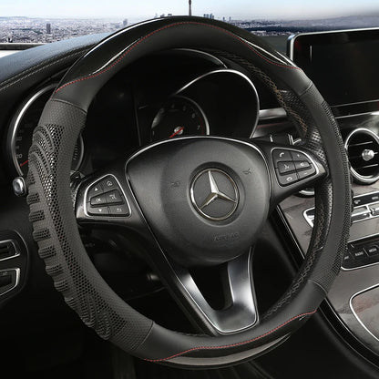 3D Honeycomb Leather Steering Wheel Cover – Durable Anti-Slip Universal Fit for 14.5-15 Inch Wheels