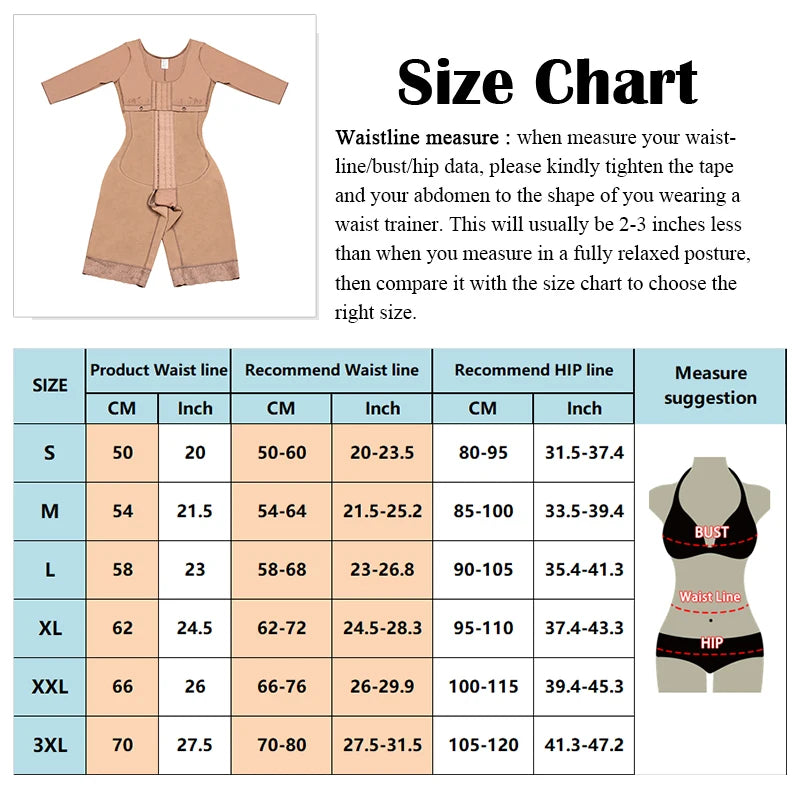 Full Body Colombian Shaper Girdle, High Compression Bodysuit, Postpartum & Postoperative Waist Slimmer, Lipo Arm Reducing Shapewear