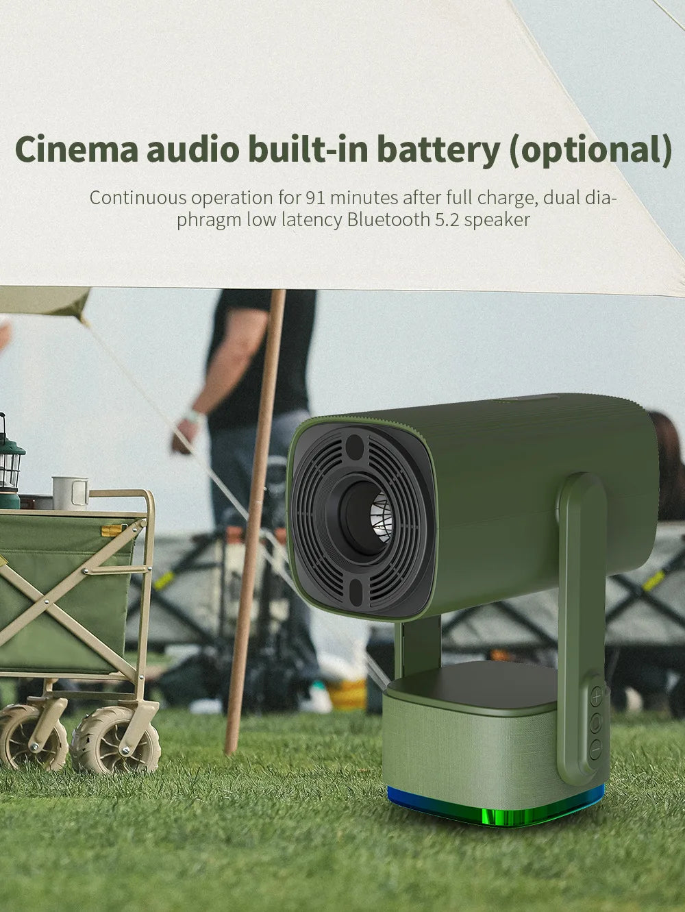 Salange K2 4K Smart Projector - Android 11, Built-in Battery, Bluetooth Speaker, WiFi, Auto Focus & Keystone, Outdoor Movie Ready