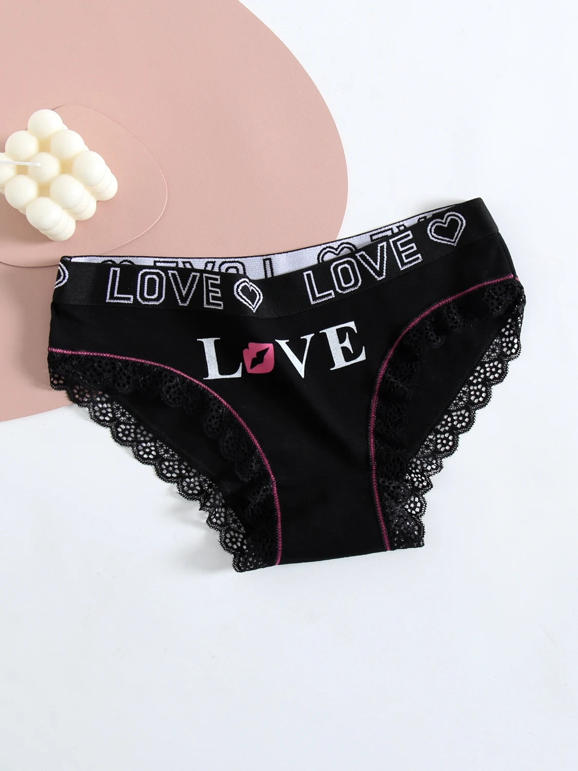 5-Pack Women's Cotton Panties – Breathable Letter Printed Belt, Fashionable Ladies Underwear