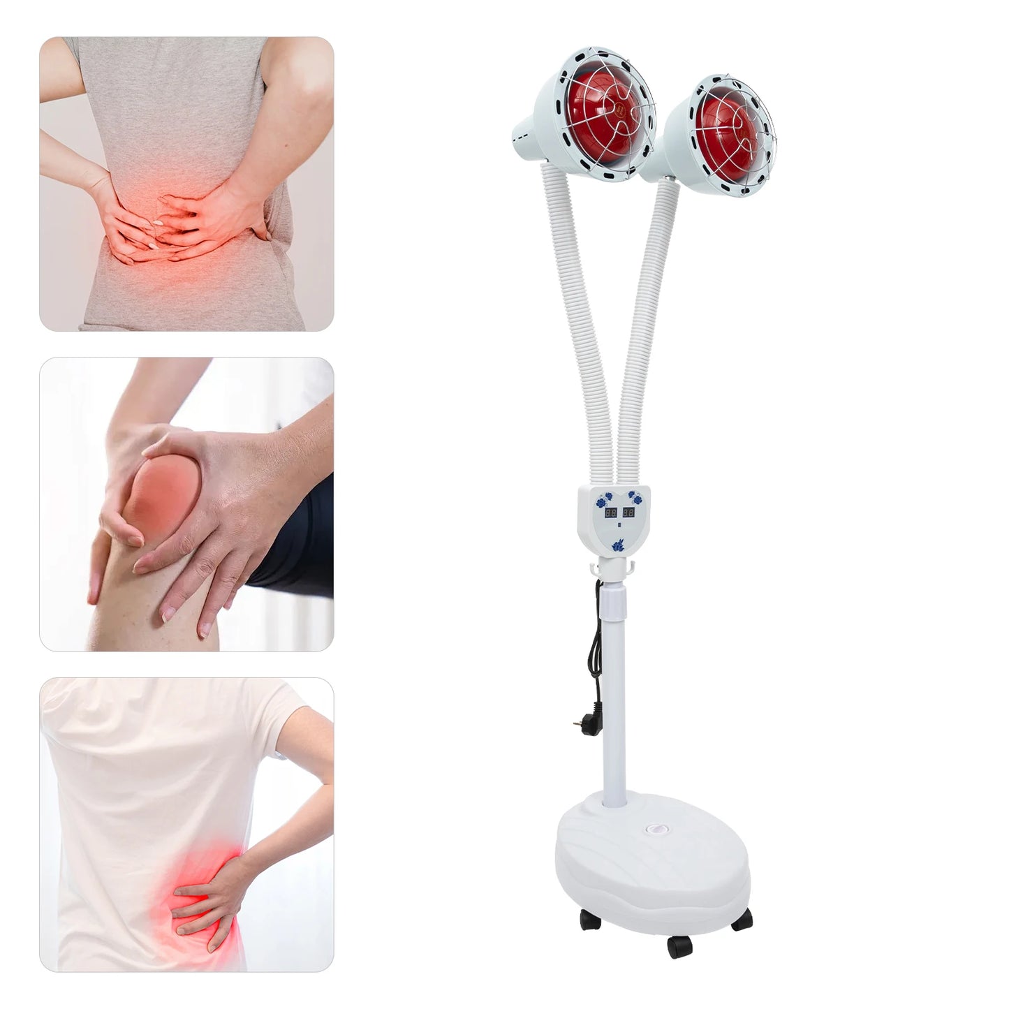 275W Dual-Head Infrared Heat Lamp – Electric Baking Lamp with 360° Adjustable Temperature & Remote Control