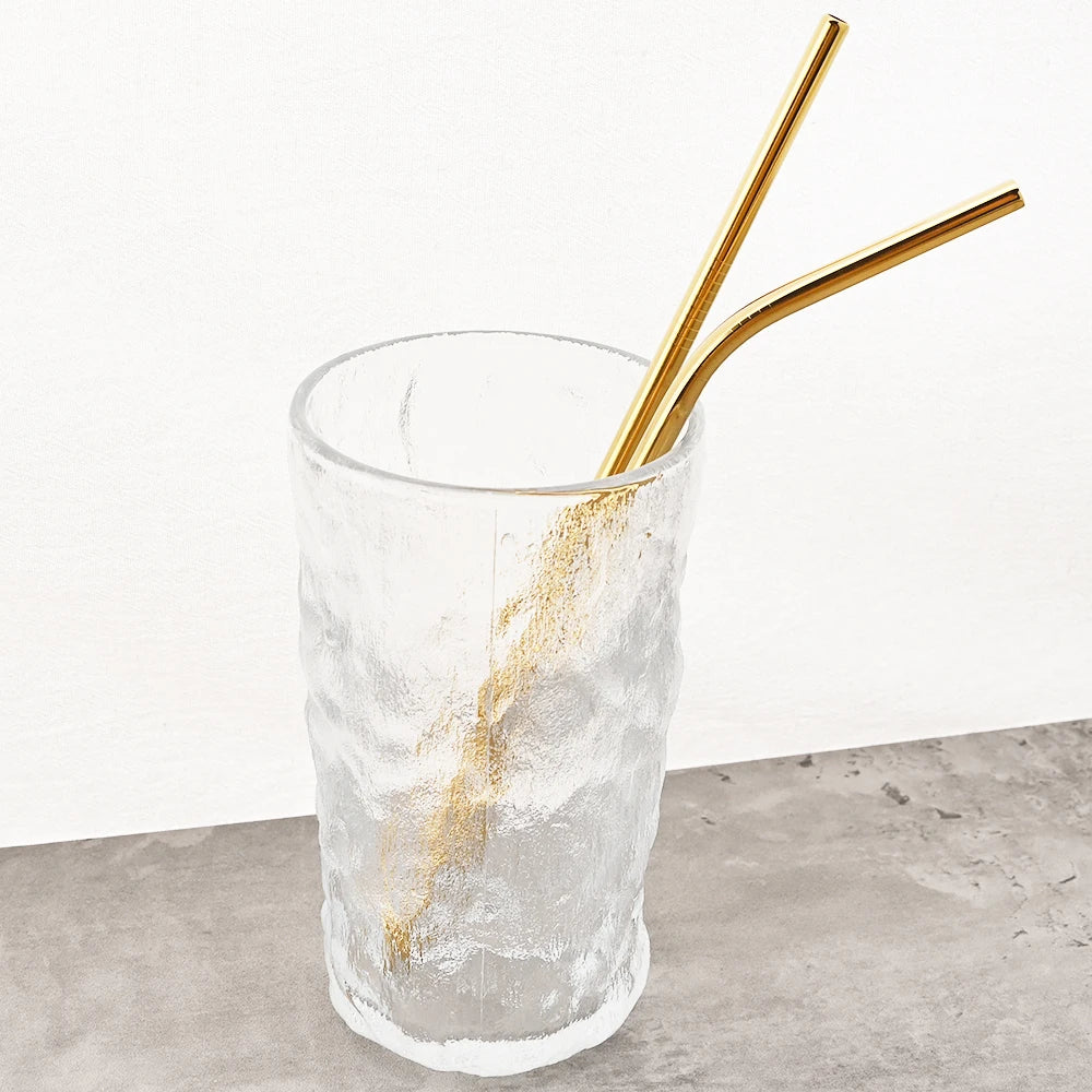 Colorful 304 Stainless Steel Reusable Straws Set — Metal Drinking Straws with Cleaning Brush for Cocktails & Glasses