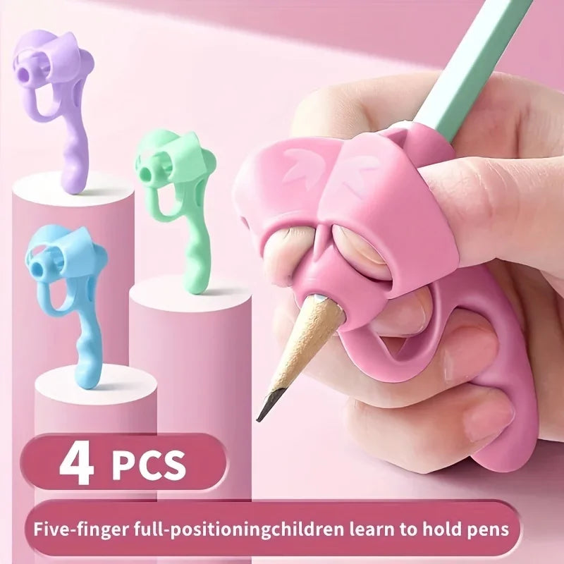 Ergonomic Pen Grip Corrector - Soft Rubber Handwriting Posture Trainer for Kids and Students