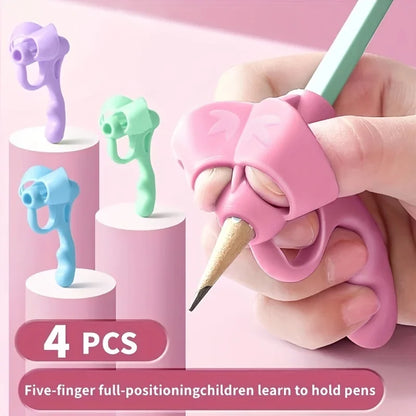 Ergonomic Pen Grip Corrector - Soft Rubber Handwriting Posture Trainer for Kids and Students