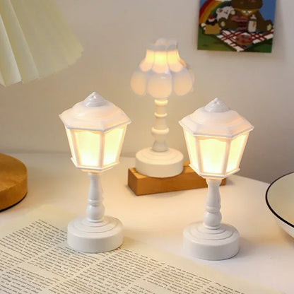 Retro LED Desk Lamp - Mini Street Lamp Design Night Light and Desk Accessory for Kawaii Room Decor