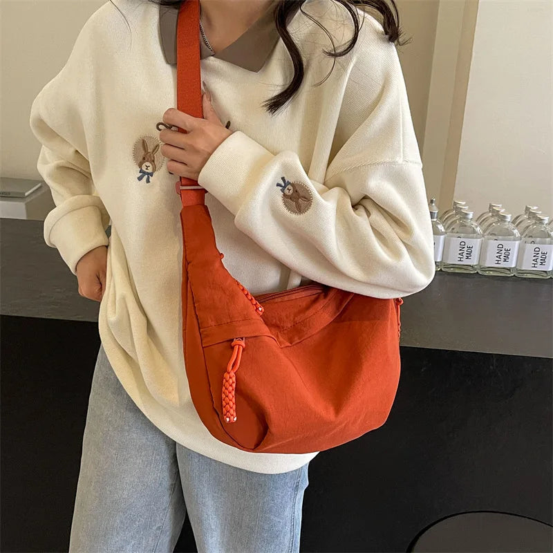 New Nylon Fabric Shoulder Bag – High Capacity Women's Crossbody Messenger Bag, Versatile & Leisure Hobo