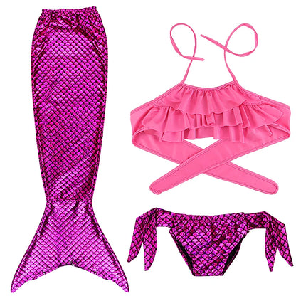 Cosplay Mermaid Tail Costume for Kids — Elastic Swimwear for Girls, Quick-Dry Swimming & Party Use