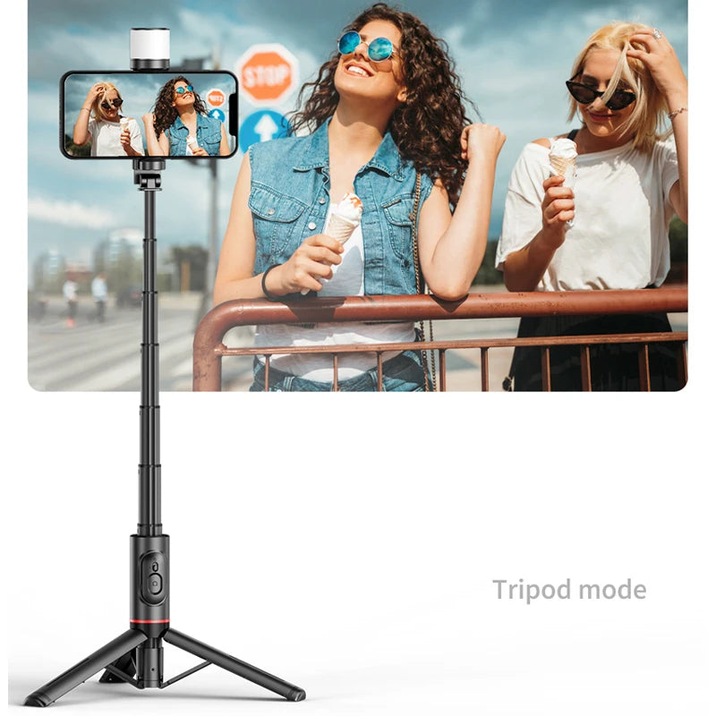 Roreta Portable Wireless Bluetooth Selfie Stick Tripod with Fill Light – Telescopic for iPhone 13, Huawei, Xiaomi & Android Phones