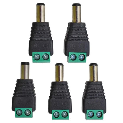 5-Pair 12V DC Power Connector Set - 2.1mm × 5.5mm Male & Female Barrel Plug Jack for LED Strips, Cameras & Power Supplies