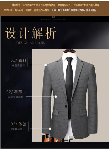 2023 Men’s Two-Button Wedding Suit — Korean Slim Fit Fashion Business Formal Two-Piece Set (Blazer + Trousers)