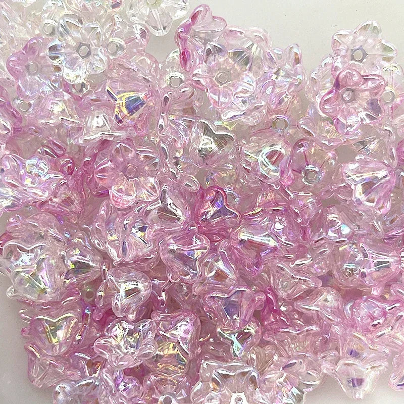 50pcs 7x13mm Gradient Acrylic Bellflower Beads - Flower Caps, Spacer Beads & Charms for DIY Jewelry Making