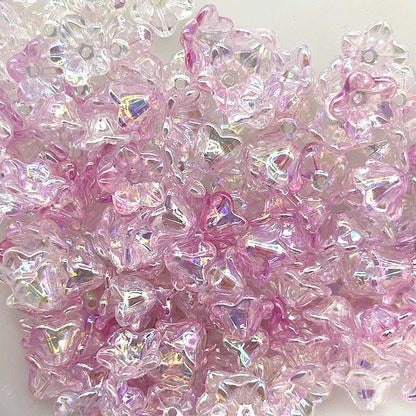 50pcs 7x13mm Gradient Acrylic Bellflower Beads - Flower Caps, Spacer Beads & Charms for DIY Jewelry Making
