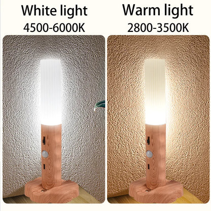 Wireless Wood LED Night Light: USB Type-C Wall Lamp - Versatile Home Lighting Solution for Kitchen, Closet, and Bedroom