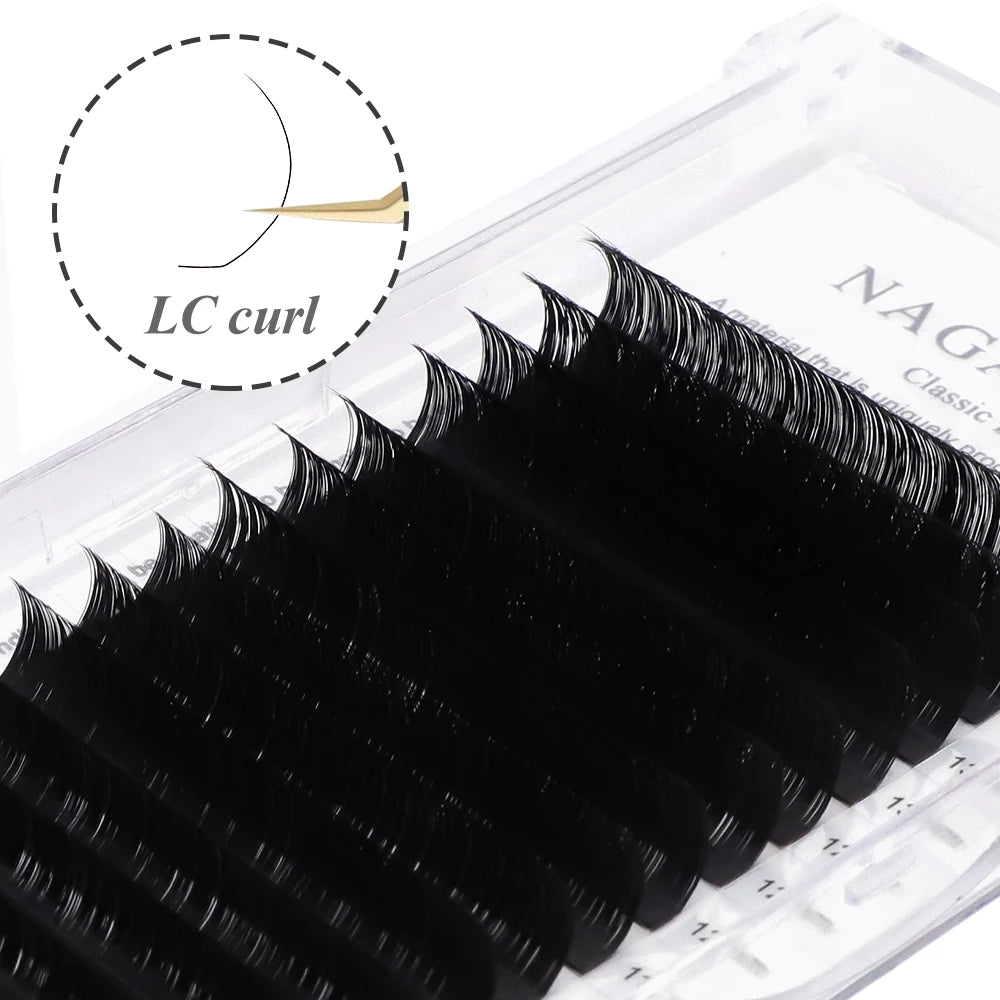NAGARAKU Synthetic Mink Eyelash Extensions — 16 Lines, Mixed 7-15mm N/M/L/LB/LC/LD Curl High-Quality Individual Lashes
